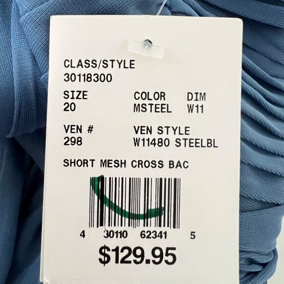 Davids Bridal Womens Plus W11480 Mesh Short Bridesmaid Dress Steel Blue size 20 - Picture 11 of 13